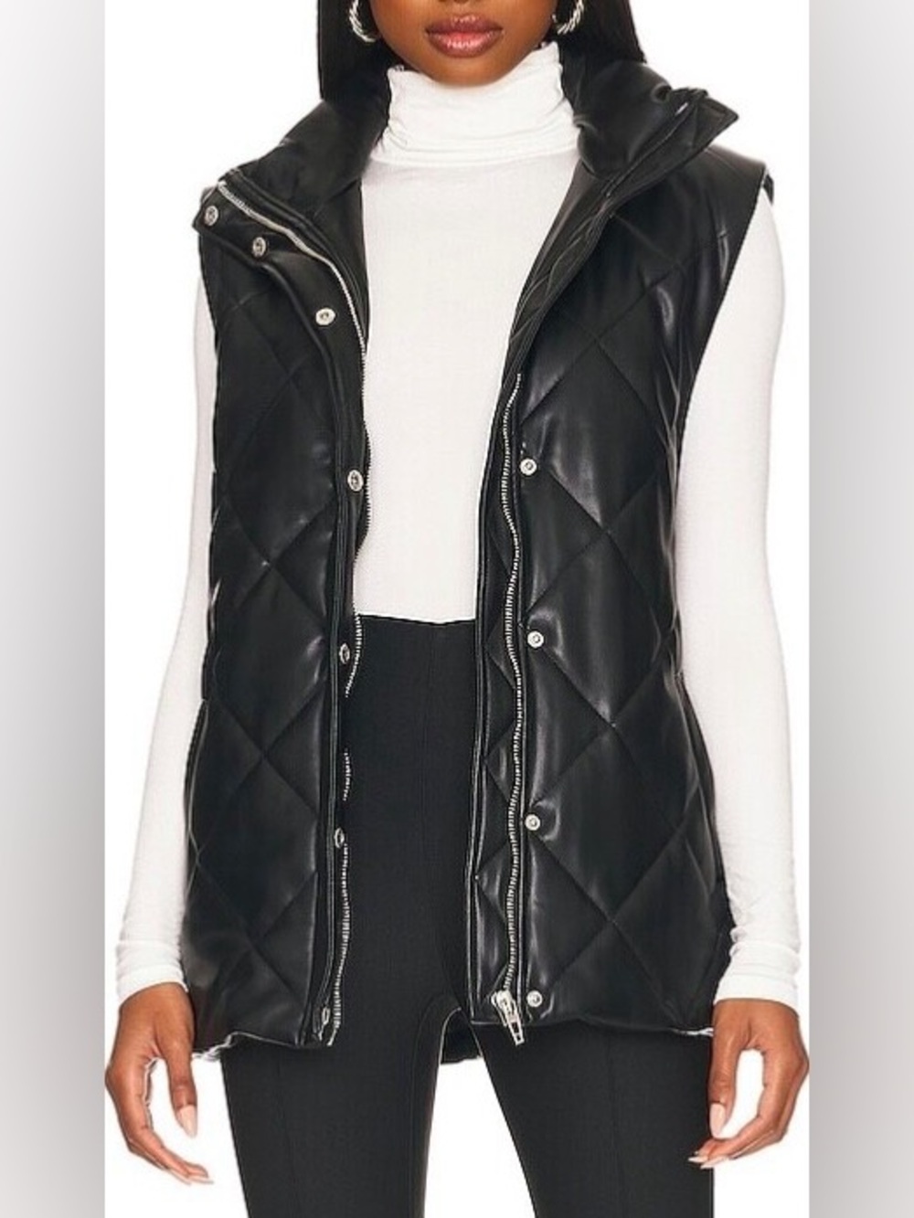 Quilted Sleeveless Puffer Vest - Black NWOT